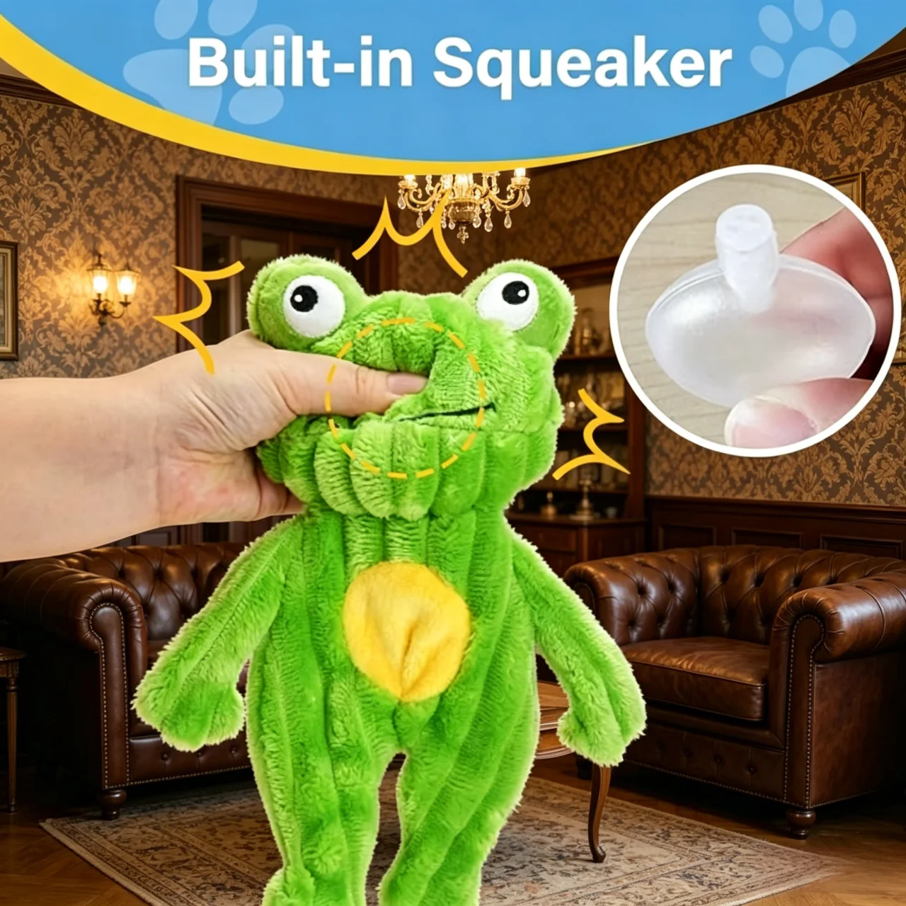 1 Interactive Squeaky Dog Plush Toy with Crinkle Paper - Image 1
